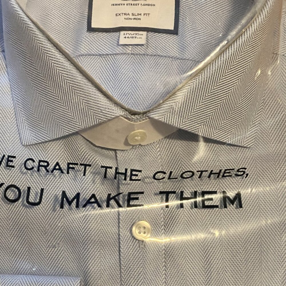 Charles Tyrwhitt ESF Cutaway Collar Non-Iron Herringbone Shirt NWT - Picture 10 of 12